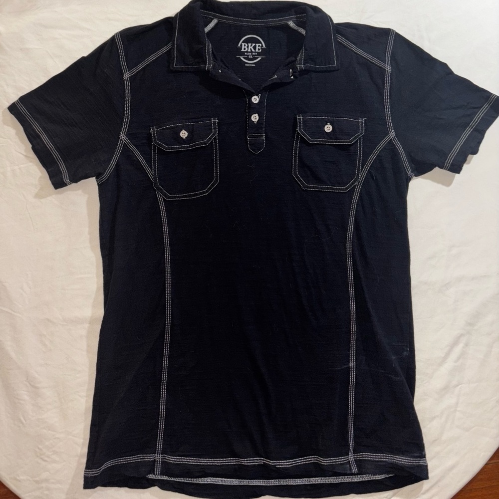 Mans BKE Slim Fit Button Collar T Shirt